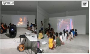 Mayon children-evacuees enjoy film watching