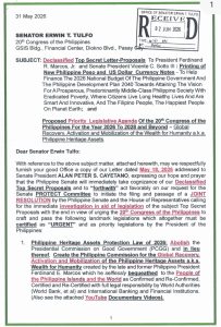PRIORITY LEGISLATIVE AGENDA LETTERS FOR SENATE